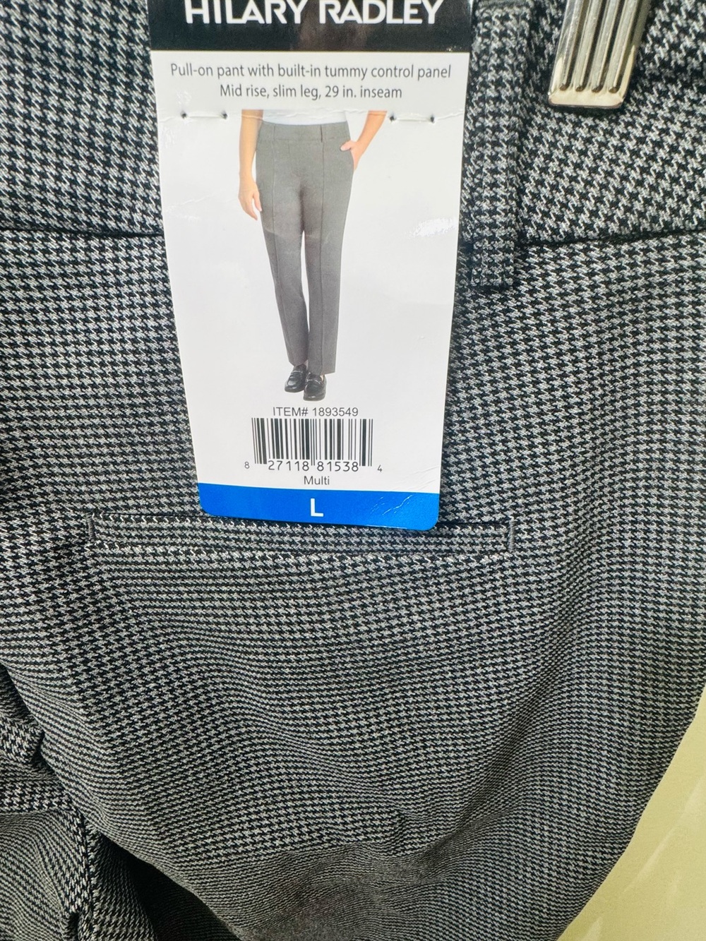 Hilary Radley Women Black & White Houndstooth Dress Pants